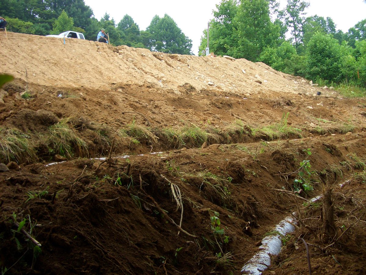 Septic drain field installation work on a Butler County property